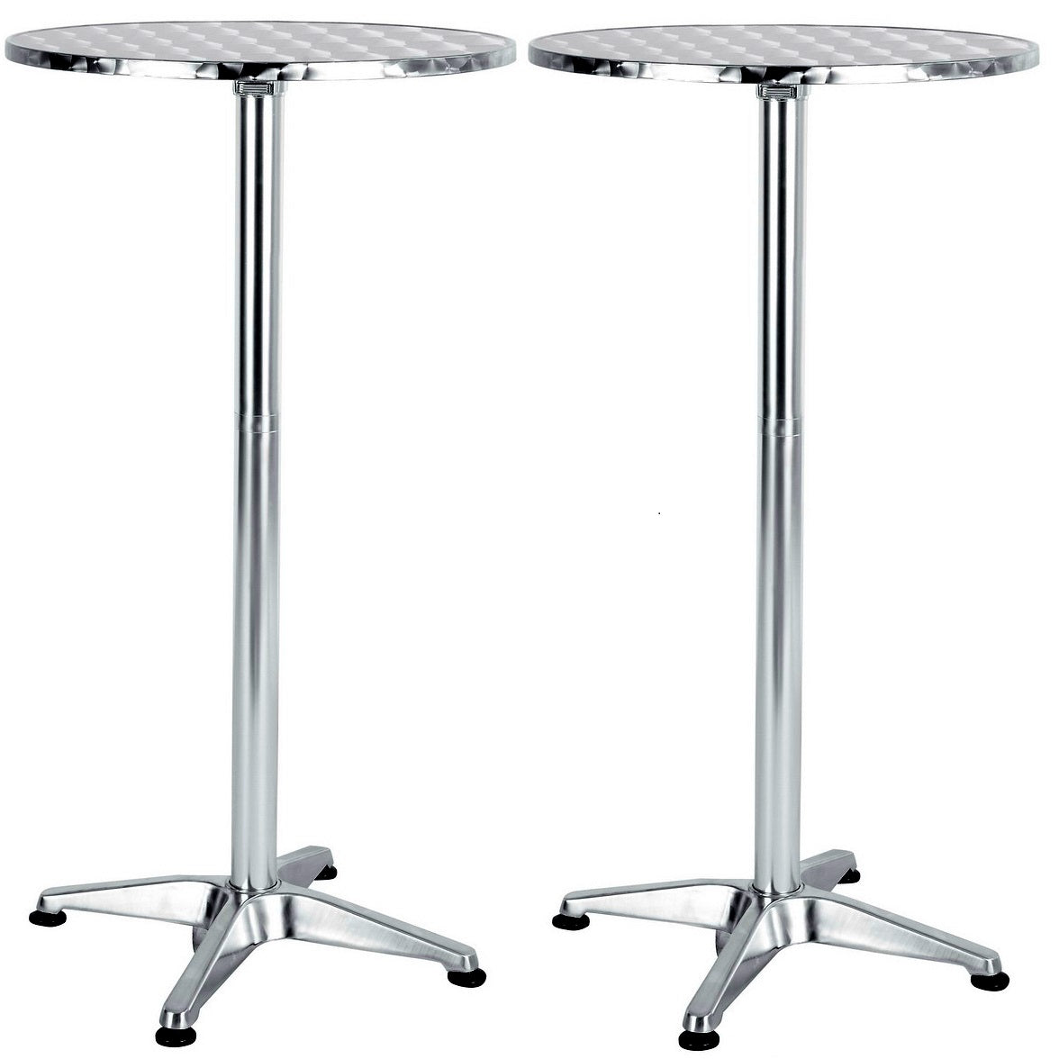 BTExpert Aluminum Indoor Outdoor 23.75" Round Restaurant Bar height 45" Table flip top, Patio Stainless Steel Silver Furniture 25.75" base Set of 2