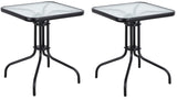 BTExpert Indoor Outdoor 23.75" Square Tempered Glass Metal Restaurant Table Black - Set of 2