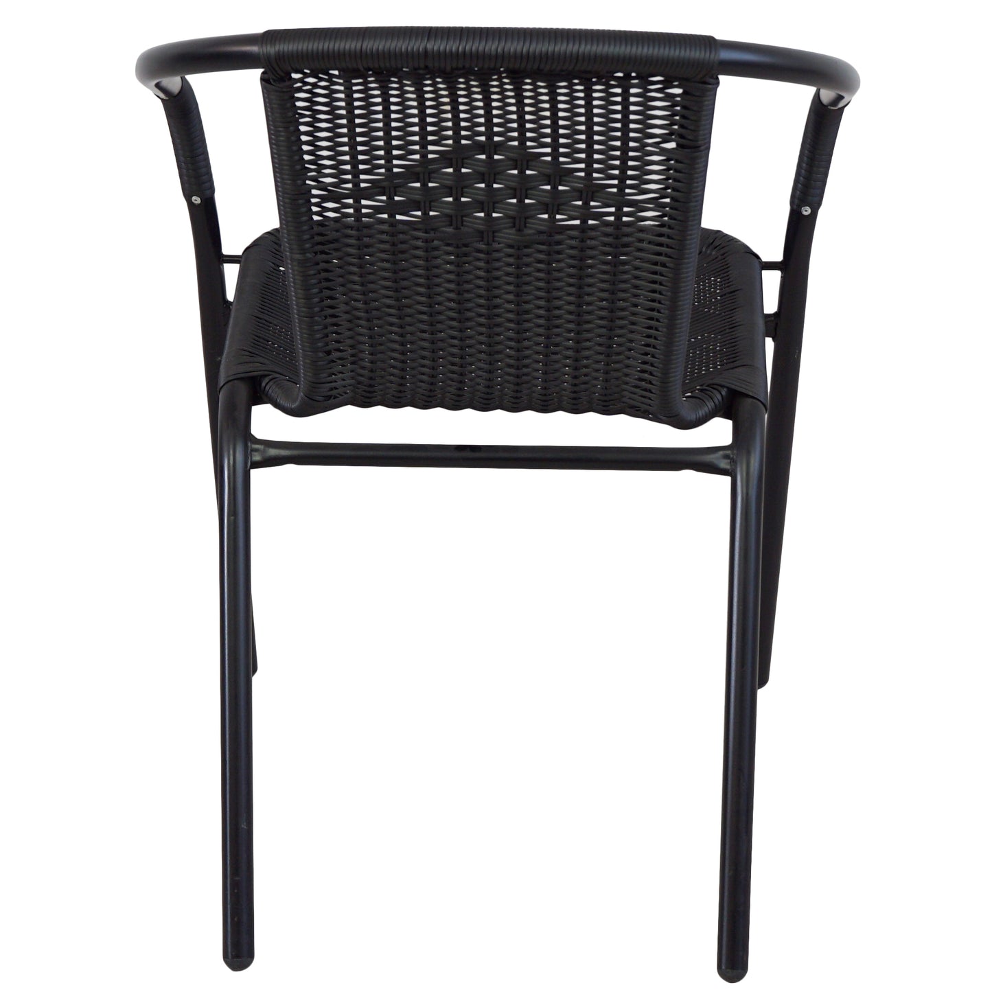 BTExpert Indoor Outdoor Black Restaurant Rattan Stack Chairs - Set of 3