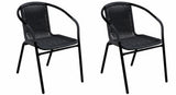 BTExpert Indoor Outdoor Black Restaurant Rattan Stack Chairs - Set of 2