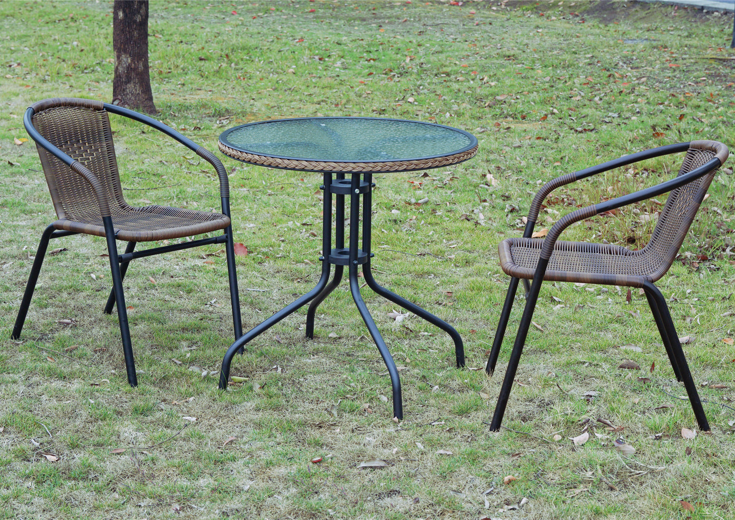 BTExpert Indoor Outdoor Brown Restaurant Rattan Stack Chairs - Set of 5