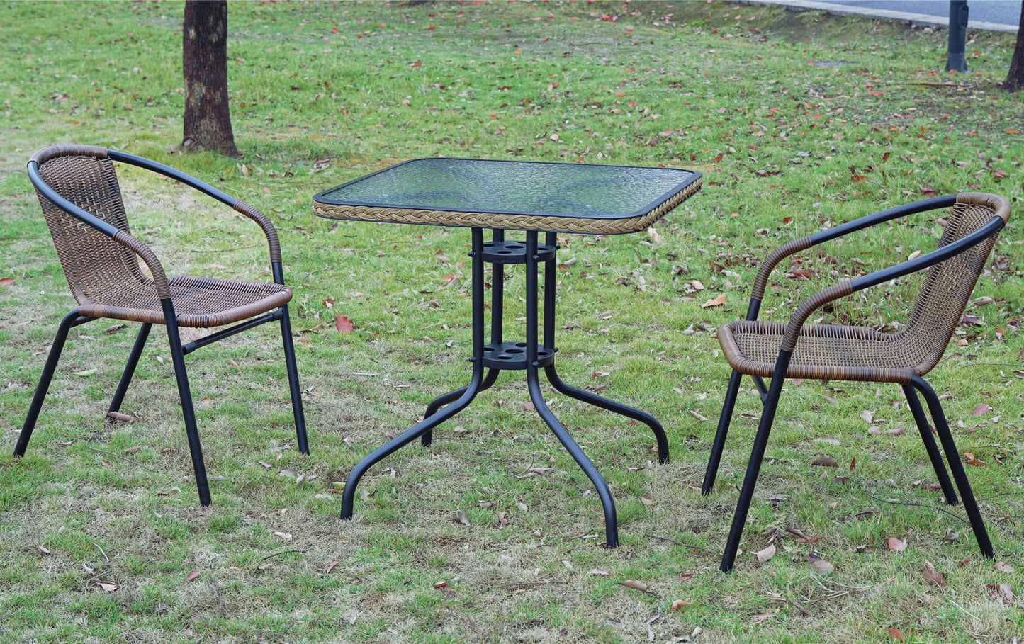 BTExpert Indoor Outdoor Brown Restaurant Rattan Stack Chairs - Set of 5