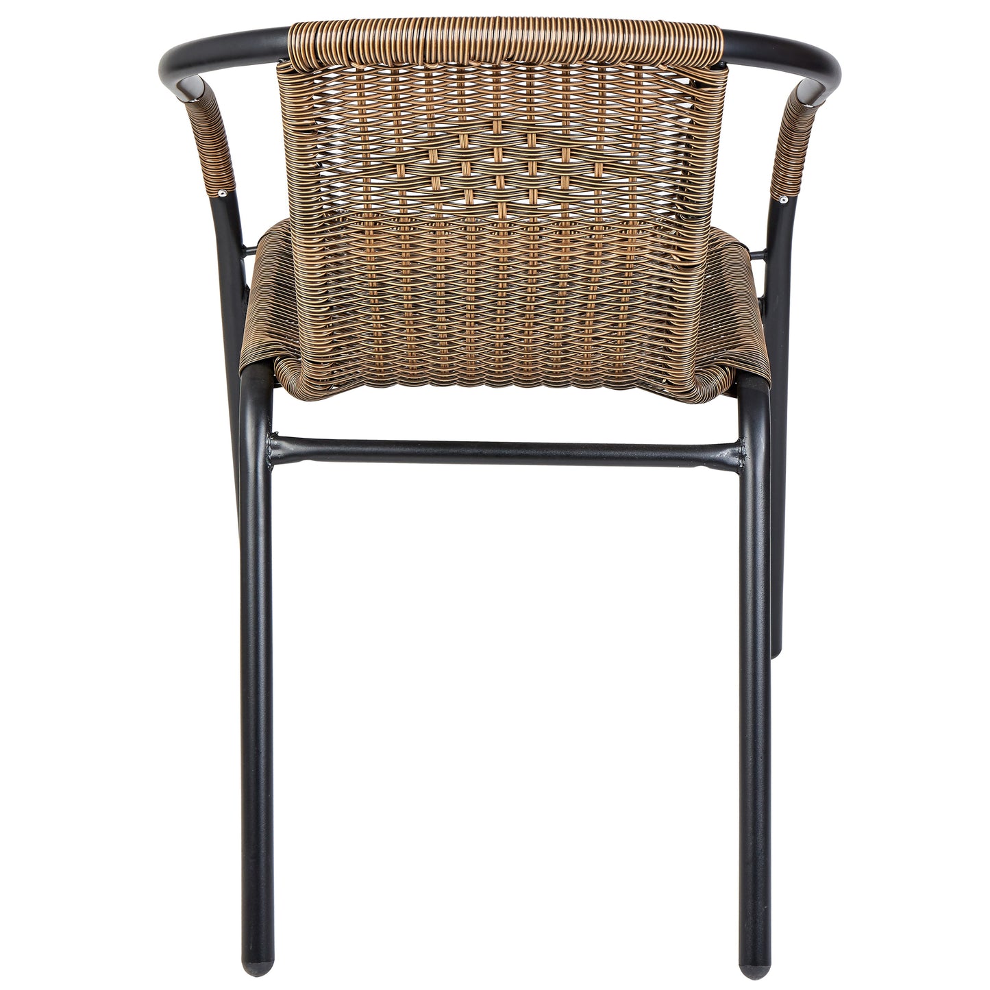 BTExpert Indoor Outdoor Brown Restaurant Rattan Stack Chairs - Set of 2