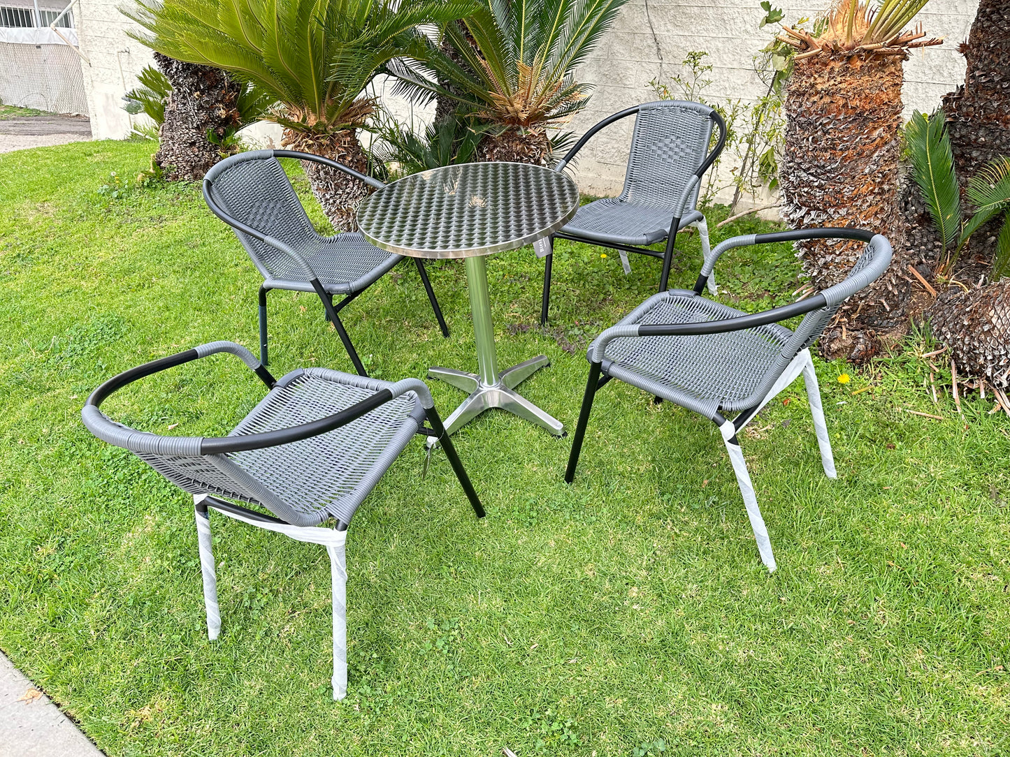 BTExpert Indoor Outdoor Gray Restaurant Rattan Stack Chairs - Set of 10