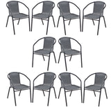 BTExpert Indoor Outdoor Gray Restaurant Rattan Stack Chairs - Set of 10