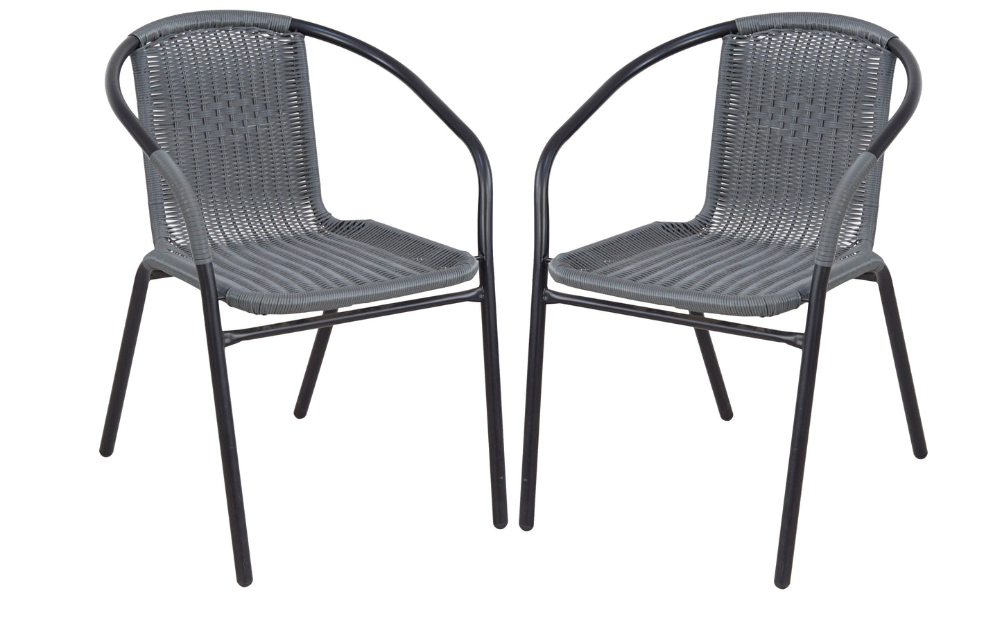 BTExpert Indoor Outdoor 28" Round Glass Metal Table Gray Rattan Trim + 4 Gray Rattan Chairs