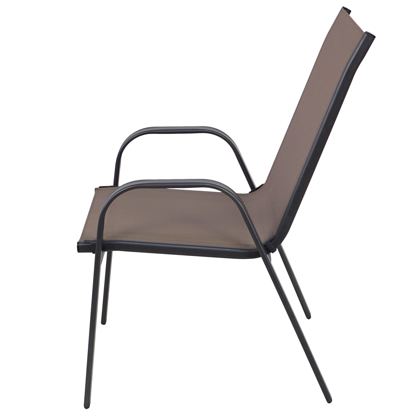 BTExpert Indoor Outdoor 28" Square Glass Metal Table w/ Brown Rattan + 2 Brown Sling Stack Chairs