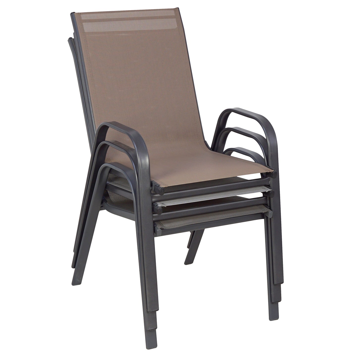 BTExpert Indoor Outdoor 28" Square Glass Metal Table w/ Brown Rattan Trim + 4 Brown Flexible Sling Chairs