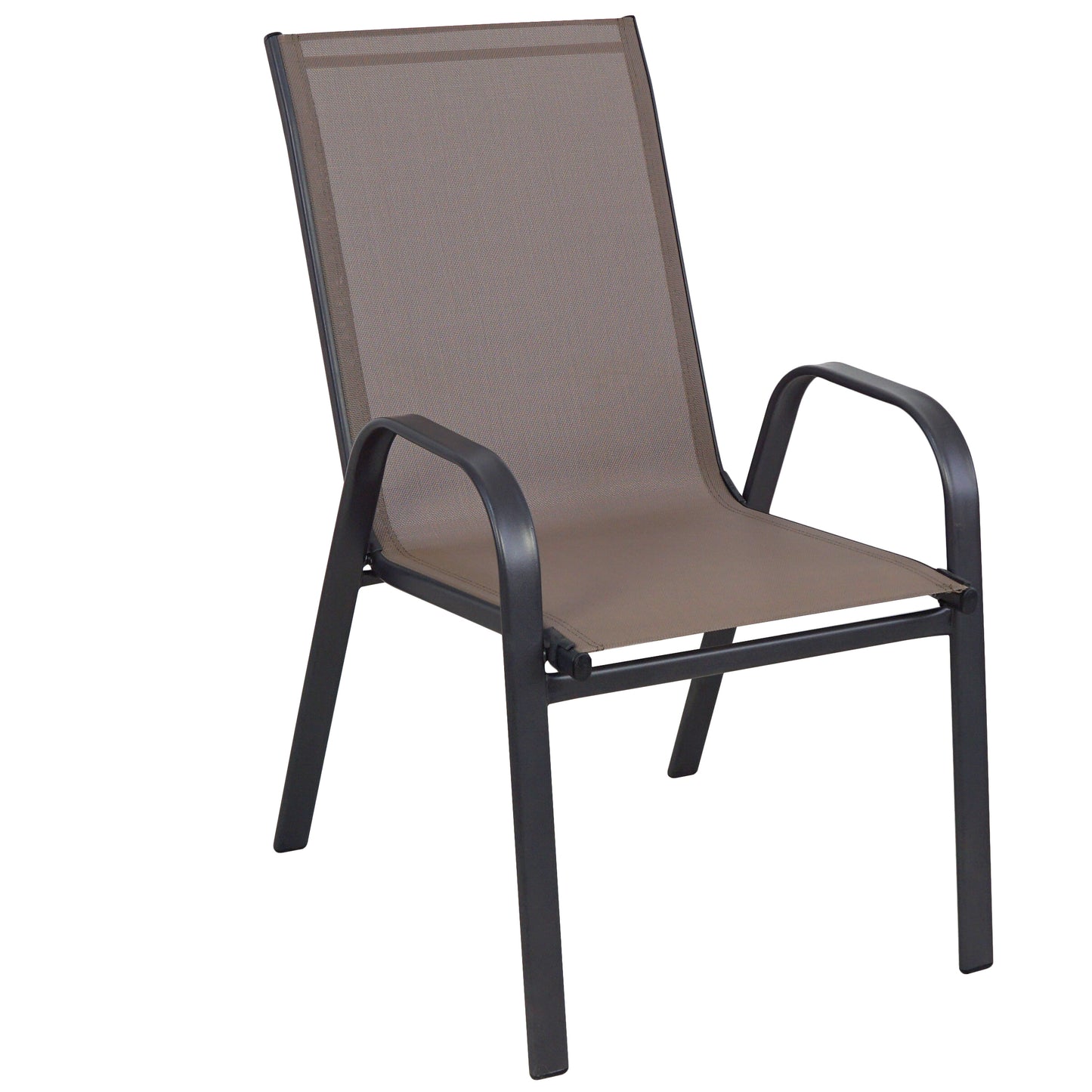 BTExpert Indoor Outdoor 28" Square Glass Metal Table w/ Brown Rattan Trim + 4 Brown Flexible Sling Chairs
