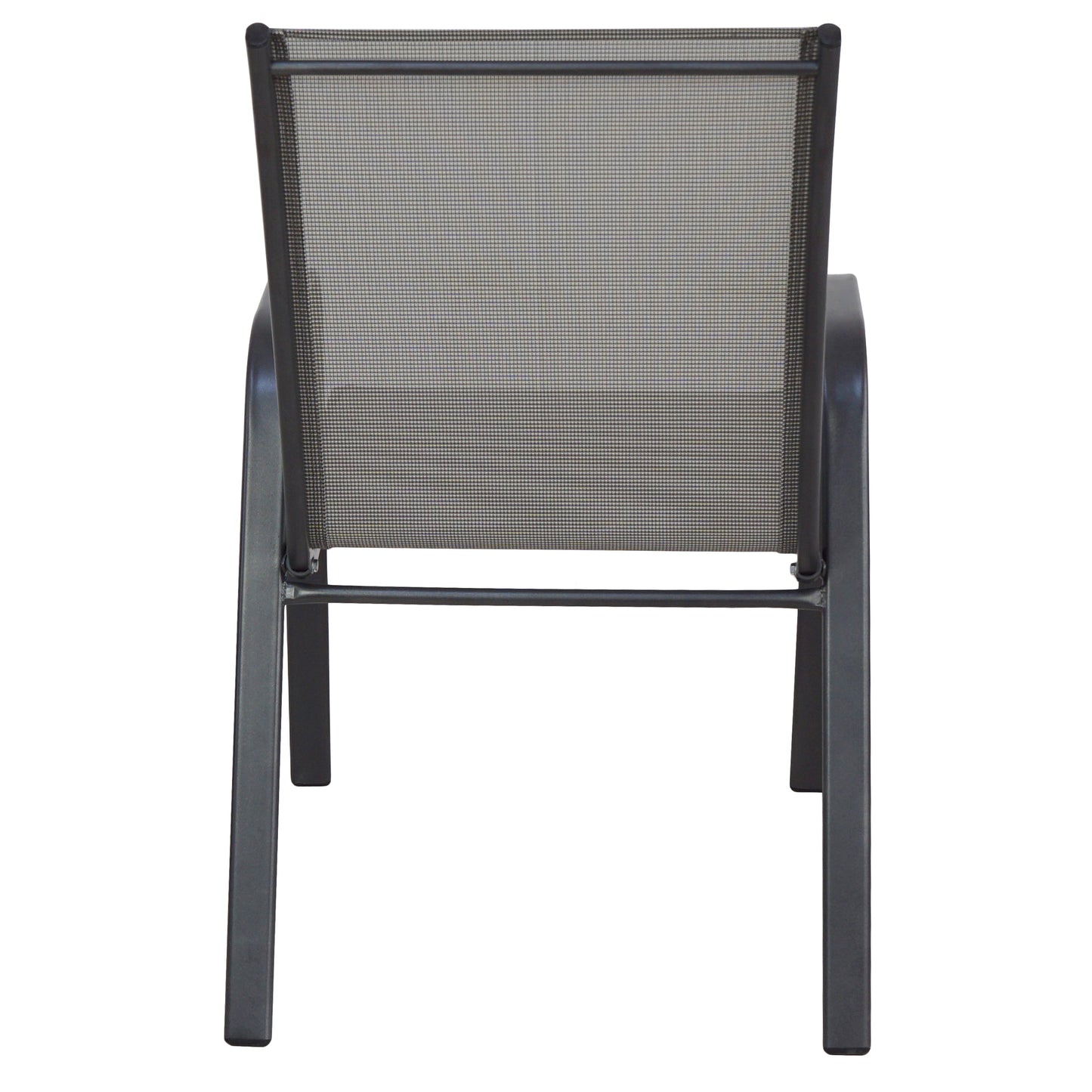 BTExpert Indoor Outdoor 23.75" Round Tempered Glass Metal Table + 2 Gray Flexible Sling Stack Chairs
