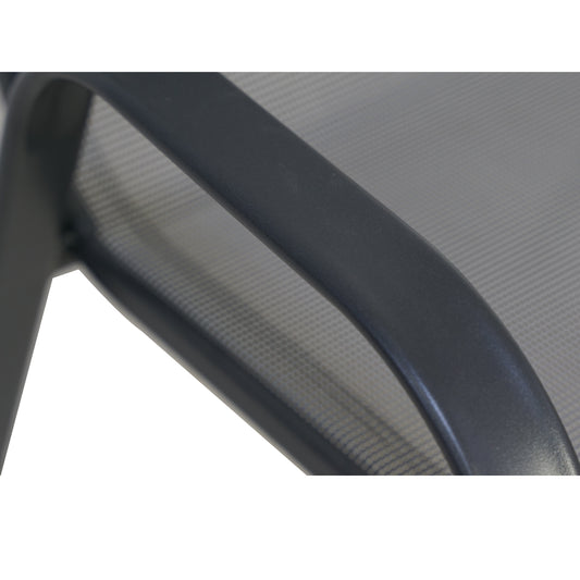 BTExpert Indoor Outdoor Gray Restaurant Flexible Sling Stack Chairs, Metal Frame - Set of 2