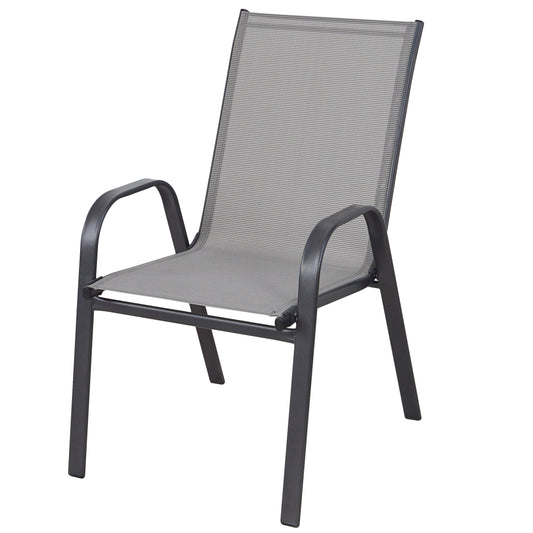 BTExpert IndoorOutdoor Gray Restaurant Flexible Sling Stack Chairs, Metal Frame - Set of 3