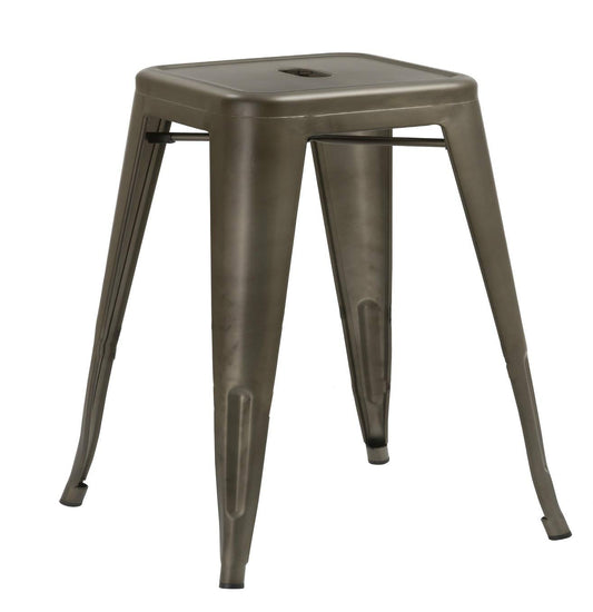 BTExpert 18" Bronze Metal Backless Stools, Stackable Rustic Industrial Vintage Brown - Set of 4