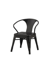 Solid Stacking Industrial Black Kids Play Stackable Metal Chair Arm - Set of 2