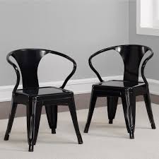 Solid Stacking Industrial Black Kids Play Stackable Metal Chair Arm - Set of 2