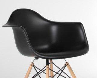 Eiffel Natural Wood Legs Dining Lounge Arm Chair Black DAW - Set of 2