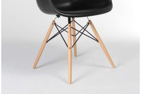 Eiffel Natural Wood Legs Dining Lounge Arm Chair Black DAW - Set of 2