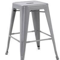 Silver 24" Industrial Stackable Metal Vintage Counter BarStool Silver - Set of 4