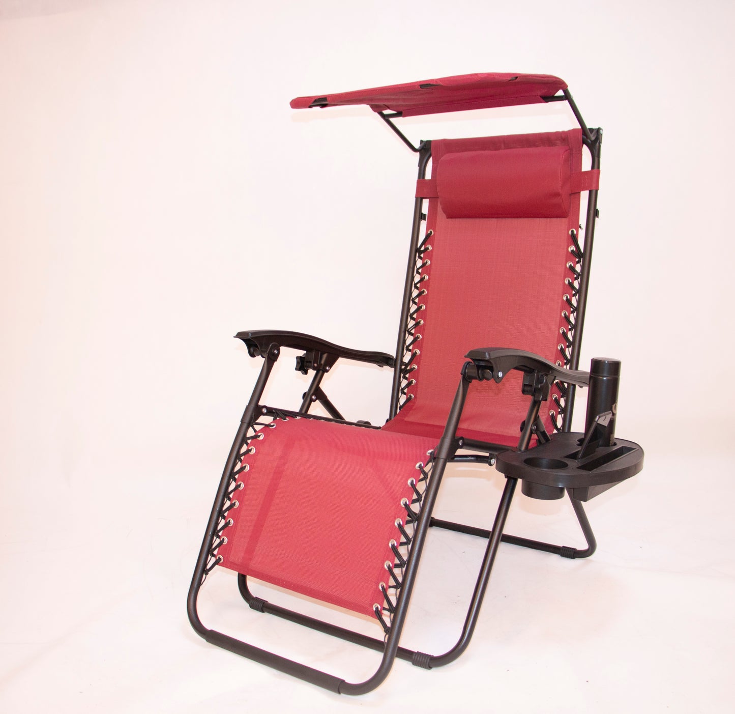 BTExpert Gravity Lounge Chair, Outdoor Patio Beach Garden with Utility Tray & Cup Holder (Burgundy)