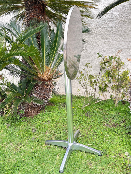 BTExpert Aluminum Indoor Outdoor 23.75" Round Restaurant Bar Height 45" Flip Top Table, Patio Stainless Steel Silver, 25.75" Base