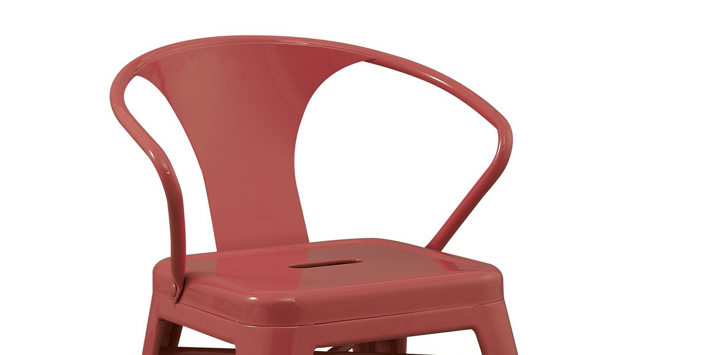 Solid Steel Industrial Pink Kids Play Stackable Metal Chair Arms - Set of 2