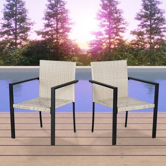 BTExpert Patio Outdoor Furniture Conversation Set with 2 Wicker Bistro Chairs - Set Of 2