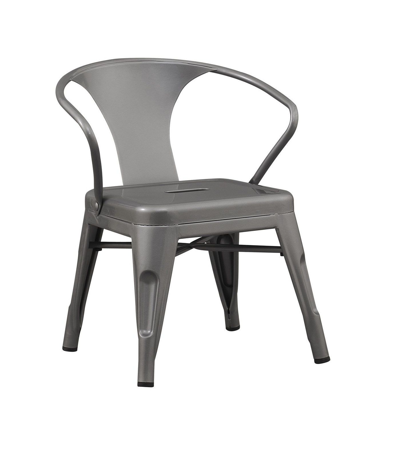 Rugged Steel Stacking Industrial Silver Kids Play Metal Chair Arms - Set of 2