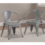 Rugged Steel Stacking Industrial Silver Kids Play Metal Chair Arms - Set of 2