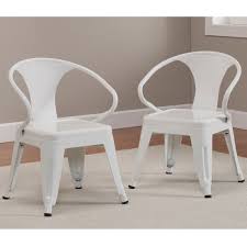 Rugged Steel Industrial White Kids Play Stackable Metal Chair - Set of 2