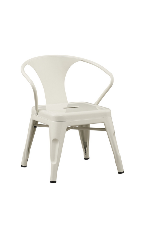 Rugged Steel Industrial White Kids Play Stackable Metal Chair - Set of 2