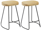 BTEXPERT Industrial 24" Counter Bar Height Large Bistro Stools saddle Wood 2 PCS