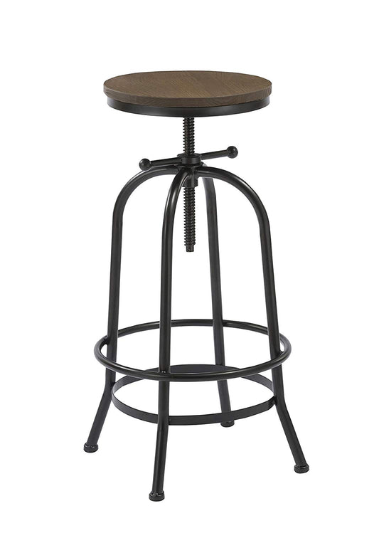 BTEXPERT Distressed Industrial Swivel Adjustable Counter Bar Height Pub Stool Wood
