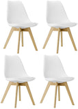 BTEXPERT m5079 Naba Modern Midcentury Wood Leg Soft Padded Upholstery White Dining Chairs - Set of 4