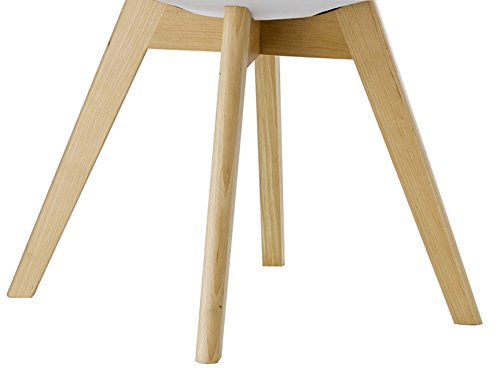 BTEXPERT m5079 Naba Modern Midcentury Wood Leg Soft Padded Upholstery White Dining Chairs - Set of 4