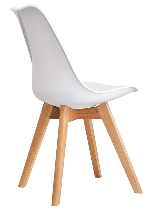 BTEXPERT m5079 Naba Modern Midcentury Wood Leg Soft Padded Upholstery White Dining Chairs - Set of 4