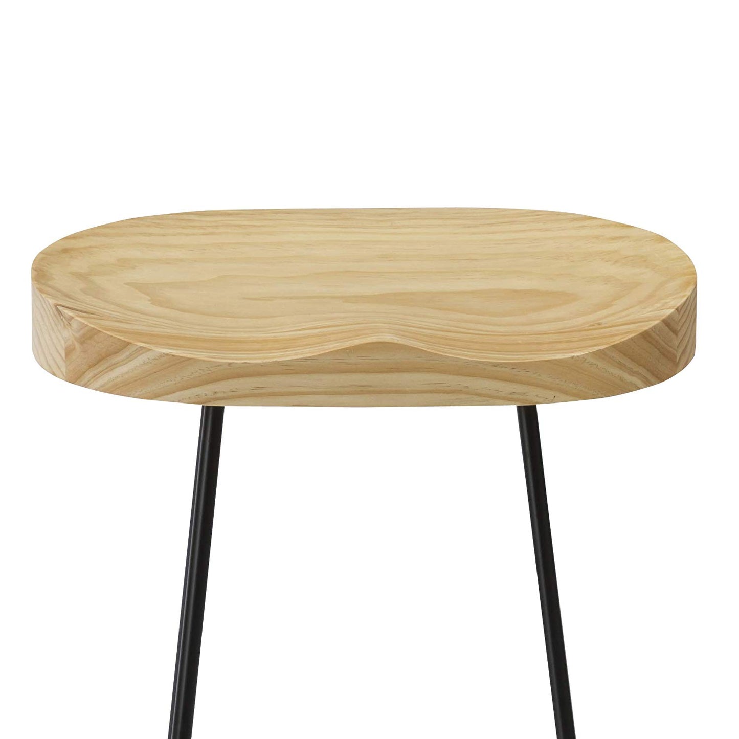 BTEXPERT Industrial 24" Counter Bar Height Large Bistro Stools saddle Wood 2 PCS