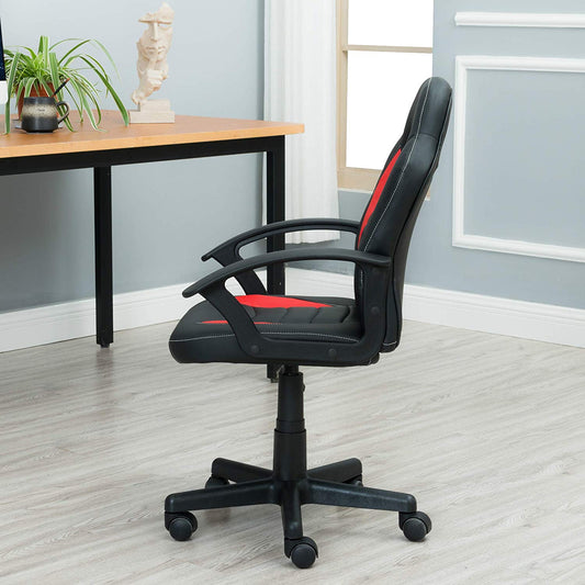 BTExpert Kid's Gaming and Student Racer Computer Chair with Lumbar Support, Wheels, Black/Red