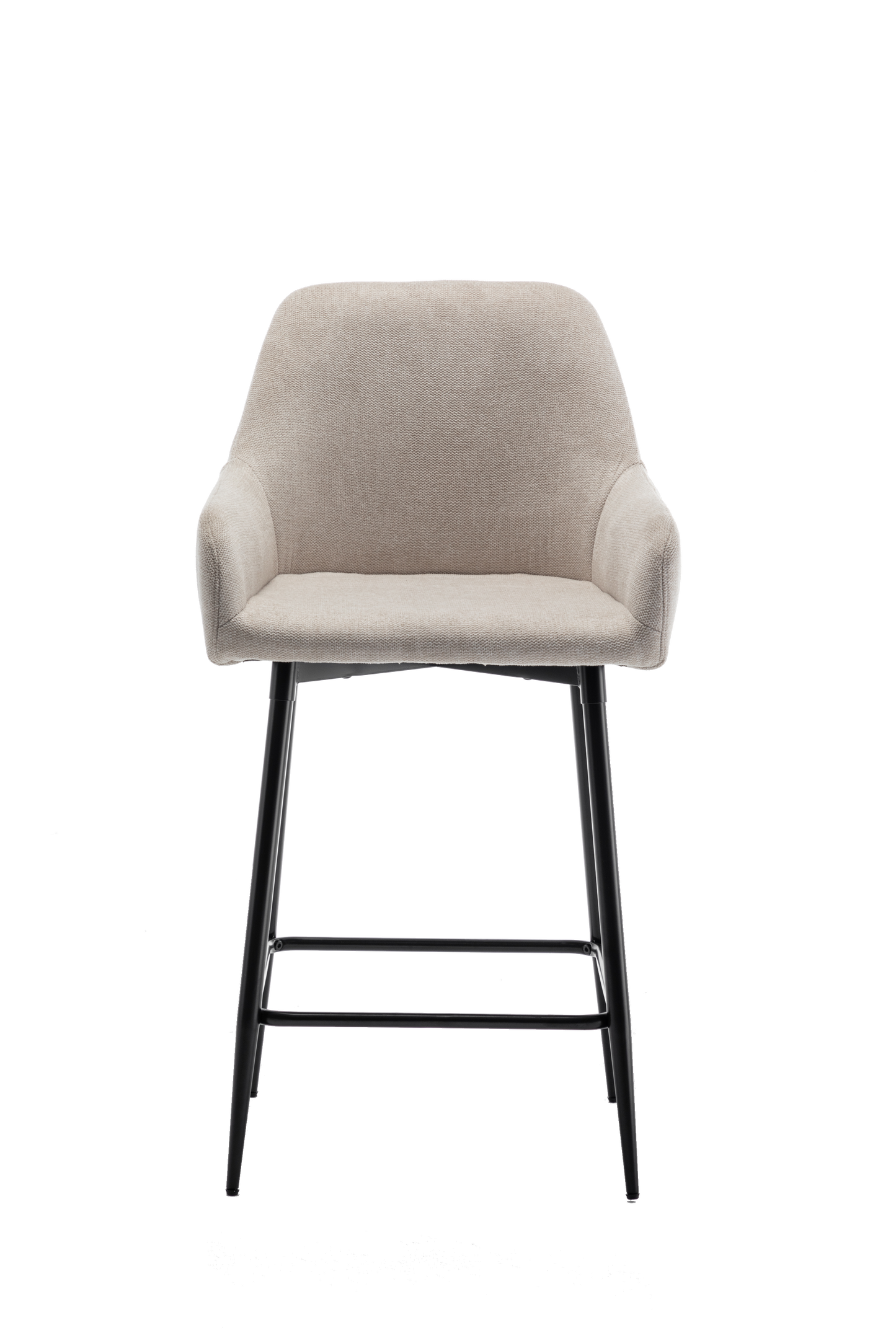 BTExpert Premium upholstered Dining 25" High Back Stool Bar Chairs, Beige fabric Barstools - Set of 2