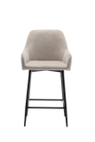 BTExpert Premium upholstered Dining 25" High Back Stool Bar Chairs, Beige fabric Barstools - Set of 2