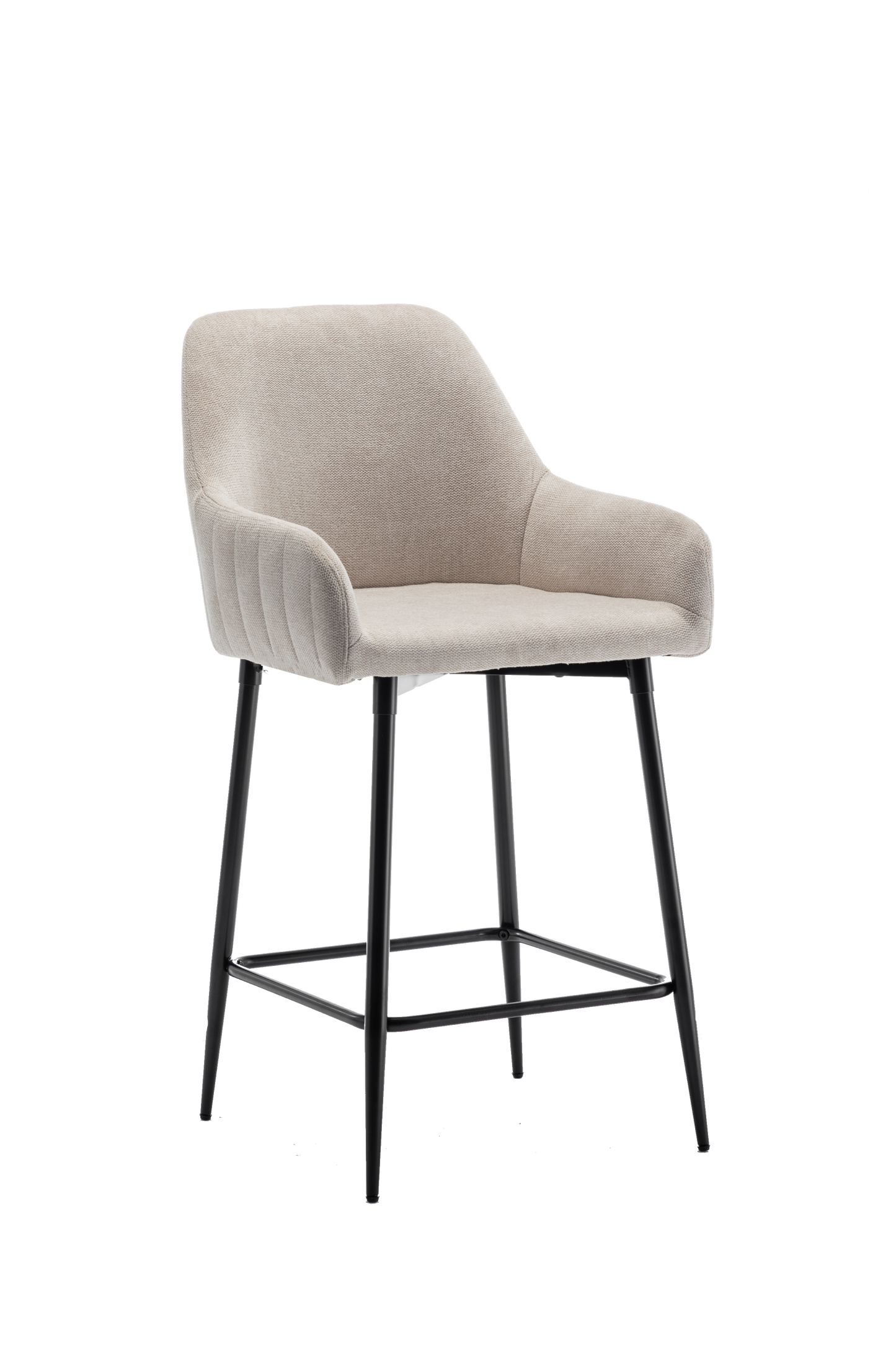 BTExpert Premium upholstered Dining 25" High Back Stool Bar Chairs, Beige fabric Barstools - Set of 2