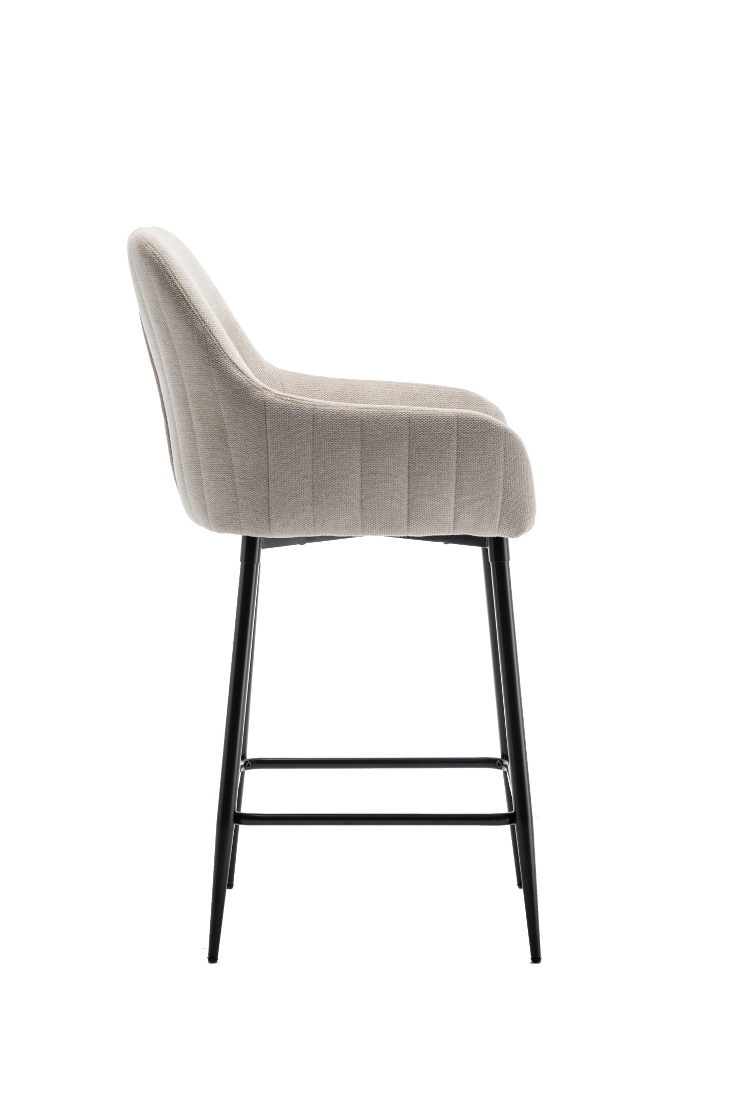 BTExpert Premium upholstered Dining 25" High Back Stool Bar Chairs, Beige fabric Barstools - Set of 2