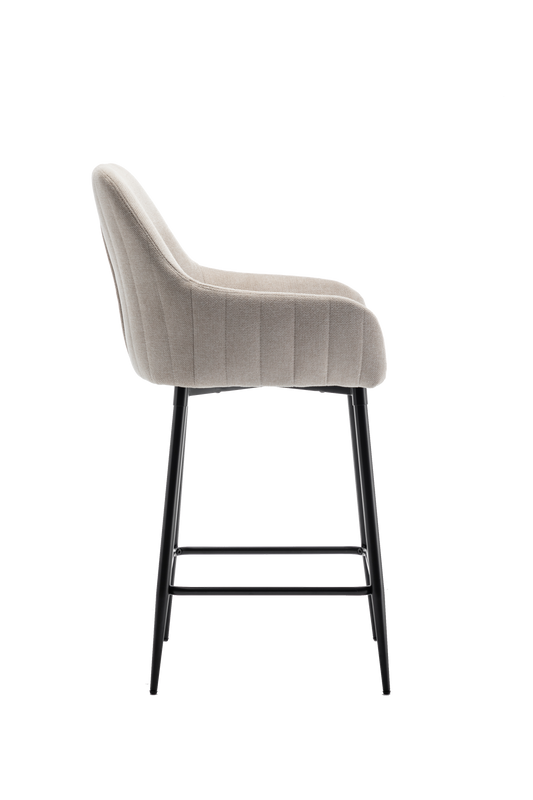 BTExpert Premium upholstered Dining 25" High Back Stool Bar Chairs, Beige fabric Barstools - Set of 2