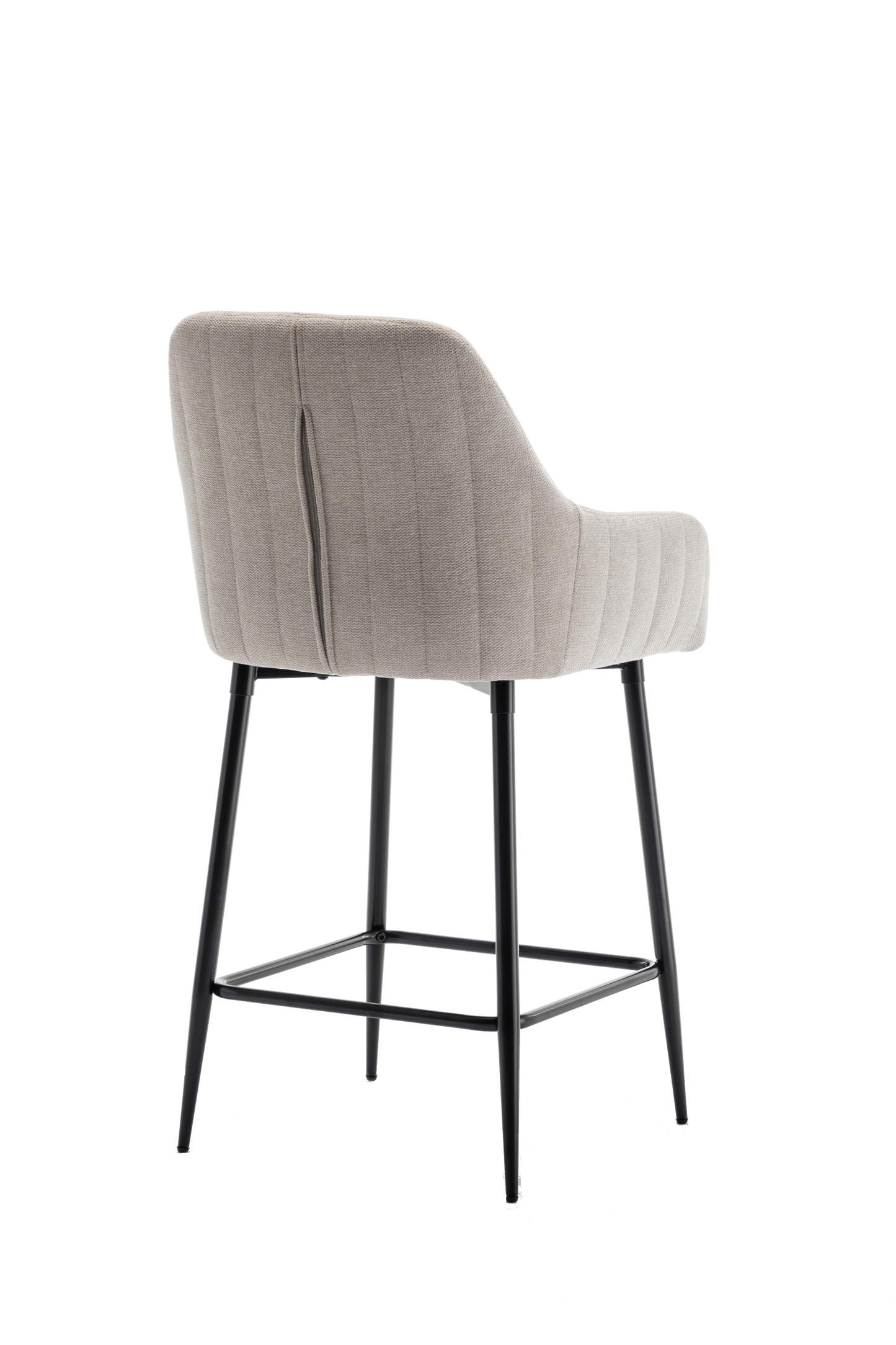 BTExpert Premium upholstered Dining 25" High Back Stool Bar Chairs, Beige fabric Barstools - Set of 2