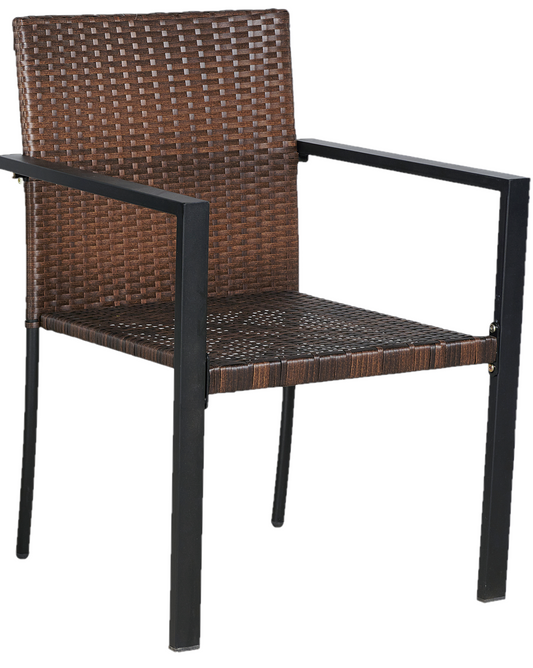 BTExpert Dark Brown Patio Outdoor Furniture Conversation Wicker Bistro Chairs - Set of 2