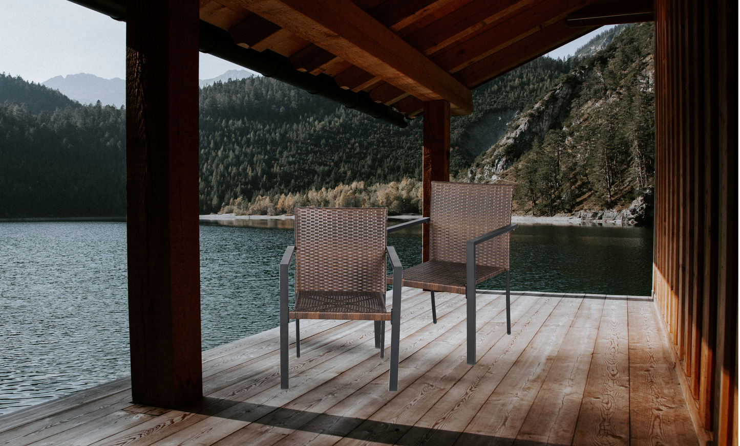 BTExpert Dark Brown Patio Outdoor Furniture Conversation Wicker Bistro Chairs - Set of 2