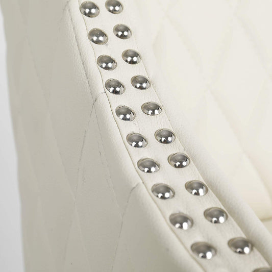 BTExpert Shauhin Quilted Leather 39" Bar Stool Chair, Accent with Nail Trim - Set of 2