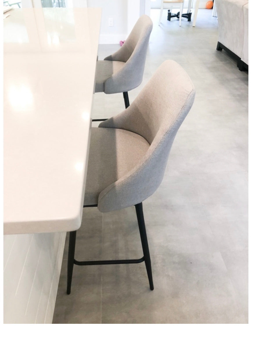 BTExpert TWO New Premium Upholstered 25" High Back Dining Stool Chairs Gray Polyester - Set of 2