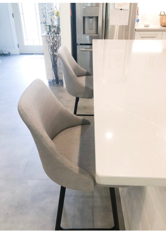 BTExpert TWO New Premium Upholstered 25" High Back Dining Stool Chairs Gray Polyester - Set of 2