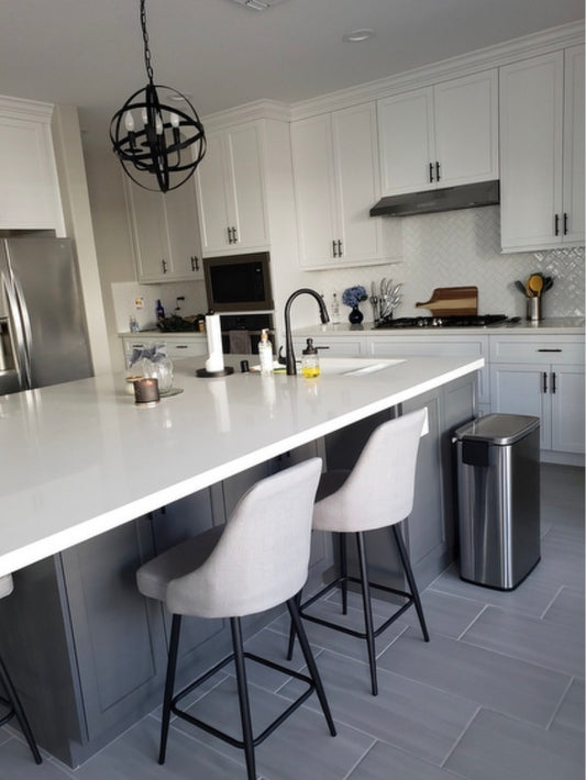 BTExpert TWO New Premium Upholstered 25" High Back Dining Stool Chairs Gray Polyester - Set of 2