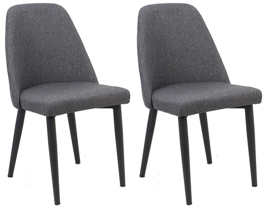 BTExpert Nuha Dining Chairs, Gray upholstery, Dark Metal Legs - Set of 2